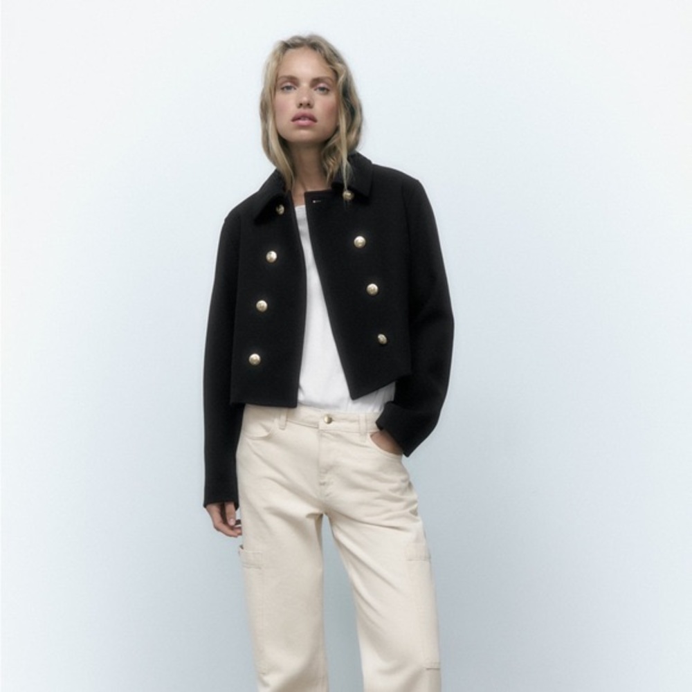 Zara Jacket gold buttons small black